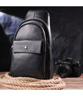 Стильная мужская сумка слинг из натуральной зернистой кожи 21402 Vintage Черный картинка, изображение, фото