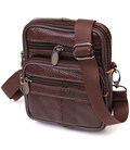 Компактная сумка мужская на пояс из натуральной кожи 21484 Vintage Коричневая картинка, изображение, фото