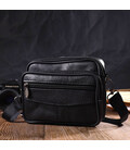 Горизонтальная поясная сумка для мужчин из натуральной кожи 21485 Vintage Черная картинка, изображение, фото