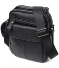 Вертикальна чоловіча сумка на плече з натуральної шкіри Vintage 22248 Чорна картинка, зображення, фото