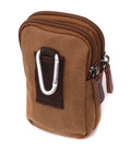 Добротная сумка-чехол на пояс с металлическим карабином из текстиля Vintage 22225 Коричневый картинка, изображение, фото