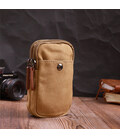 Вертикальная сумка-чехол на пояс с металлическим карабином из текстиля Vintage 22227 Песочный картинка, изображение, фото