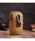 Вертикальная сумка-чехол на пояс с металлическим карабином из текстиля Vintage 22227 Песочный картинка, изображение, фото