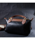 Стильная женская сумка с интересным клапаном из натуральной кожи Vintage 22252 Черная картинка, изображение, фото