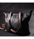 Містка сумка для жінок з натуральної шкіри Vintage 22281 Чорна картинка, зображення, фото