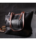 Містка сумка для жінок з натуральної шкіри Vintage 22281 Чорна картинка, зображення, фото