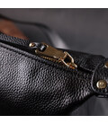 Вместительная женская сумка с одной длинной ручкой из натуральной кожи Vintage 22305 Черная картинка, изображение, фото