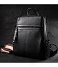 Вместительный женский рюкзак-сумка прошитый белой строчкой из натуральной кожи Vintage 22314 Черный картинка, изображение, фото