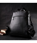 Місткий жіночий рюкзак-сумка прошитий білим рядком з натуральної шкіри Vintage 22314 Чорний картинка, зображення, фото