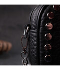 Стильная сумка декорированная металлическими кнопками из натуральной кожи Vintage 22333 Черная картинка, изображение, фото