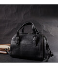 Миниатюрная женская сумка с двумя ручками из натуральной кожи Vintage 22358 Черная картинка, изображение, фото