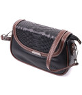 Стильная сумка для женщин с фактурным клапаном из натуральной кожи Vintage 22374 Черная картинка, изображение, фото