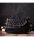 Стильная сумка для женщин с фактурным клапаном из натуральной кожи Vintage 22374 Черная картинка, изображение, фото