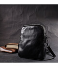 Вертикальная небольшая сумка для женщин на два отделения из натуральной кожи Vintage 22399 Черная картинка, изображение, фото