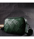 Интересная кожаная сумка с переплетами для стильных женщин Vintage 22410 Зеленая картинка, изображение, фото