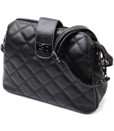 Замечательная сумка для стильных женщин из натуральной кожи Vintage 22415 Черная картинка, изображение, фото