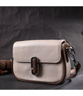 Полукруглая сумка для женщин с интересным магнитом-защелкой из натуральной кожи Vintage 22439 Белая картинка, изображение, фото