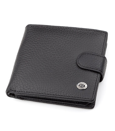 Чоловічий гаманець ST Leather 18345 (ST153) шкіряний Чорний картинка, зображення, фото