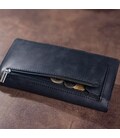 Бумажник мужской вертикальный из винтажной кожи на кнопках SHVIGEL 16182 Черный картинка, изображение, фото