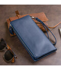 Гаманець-клатч зі шкіри з кишенею для мобільного ST Leather 19309 Темно-синій картинка, зображення, фото