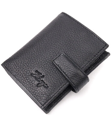 Функціональний вертикальний невеликий чоловічий гаманець із зернистої шкіри KARYA 20992 Чорний картинка, зображення, фото