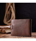 Практичний чоловічий гаманець із натуральної шкіри KARYA 21067 Коричневий картинка, зображення, фото