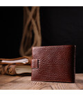 Зручний чоловічий гаманець з хлястиком із натуральної шкіри KARYA 21088 Світло-коричневий картинка, зображення, фото