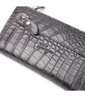 Оригінальний складний гаманець з натуральної шкіри з тисненням під крокодила KARYA 21128 Чорний картинка, зображення, фото