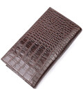 Надійний вертикальний гаманець із натуральної шкіри з тисненням під крокодила KARYA 21140 Коричневий картинка, зображення, фото