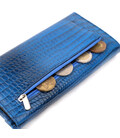 Жіночий гаманець із клапаном із натуральної фактурної шкіри KARYA 21147 Синій картинка, зображення, фото