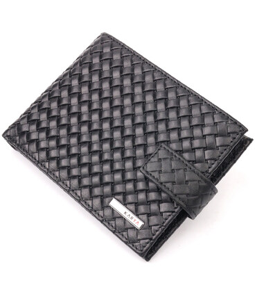 Плетений чоловічий гаманець з натуральної шкіри KARYA 21200 Чорний картинка, зображення, фото