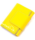 Компактне шкіряне портмоне в три додавання комбі двох кольорів Серце GRANDE PELLE 16730 Жовто-блакитне картинка, зображення, фот