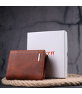 Мужское вертикальное портмоне без застежки в винтажной коже KARYA 21363 Рыжий картинка, изображение, фото