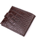 Практичный мужской кожаный кошелек с тиснением под крокодила KARYA 21368 Коричневый картинка, изображение, фото