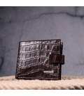 Практичный мужской кожаный кошелек с тиснением под крокодила KARYA 21368 Коричневый картинка, изображение, фото