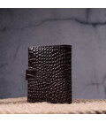Компактный мужской кошелек из натуральной кожи с тиснением под крокодила KARYA 21386 Коричневый картинка, изображение, фото