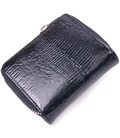 Лакированный кошелек для женщин с монетницей на молнии из натуральной фактурной кожи KARYA 21411 Черный картинка, изображение, ф