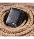 Лакований гаманець для жінок з монетницею на блискавці з натуральної шкіри фактурної KARYA 21411 Чорний картинка, зображення, фо