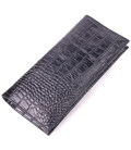 Стильний вертикальний гаманець із натуральної фактурної шкіри KARYA 21433 Чорний картинка, зображення, фото