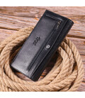 Классический вертикальный бумажник из натуральной гладкой кожи KARYA 21435 Черный картинка, изображение, фото