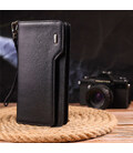 Практичне портмоне клатч із натуральної гладкої шкіри CANPELLINI 21540 Чорне картинка, зображення, фото
