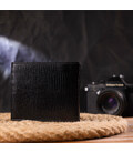 Элегантный кошелек для мужчин в два сложения из натуральной фактурной кожи CANPELLINI 21587 Черный картинка, изображение, фото
