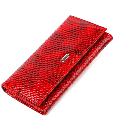 Чудовий жіночий гаманець із натуральної лакованої шкіри з тисненням під змію CANPELLINI 21655 Червоний картинка, зображення, фот