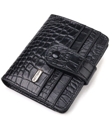 Компактний гаманець з натуральної шкіри з тисненням під крокодила CANPELLINI 21684 Чорний картинка, зображення, фото