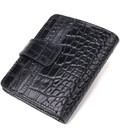 Компактний гаманець з натуральної шкіри з тисненням під крокодила CANPELLINI 21684 Чорний картинка, зображення, фото
