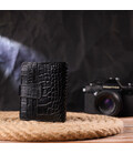 Компактный кошелек из натуральной кожи с тиснением под крокодила CANPELLINI 21684 Черный картинка, изображение, фото