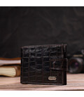 Фактурний невеликий чоловічий гаманець з натуральної шкіри з тисненням під крокодила CANPELLINI 21747 Чорний картинка, зображенн