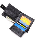 Мужской оригинальный бумажник горизонтального формата из натуральной кожи с тиснением под крокодила CANPELLINI 21768 Черный карт