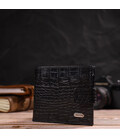 Мужской оригинальный бумажник горизонтального формата из натуральной кожи с тиснением под крокодила CANPELLINI 21768 Черный карт