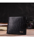 Оригінальний фактурний гаманець горизонтального формату з натуральної шкіри з тисненням CANPELLINI 21771 Чорний картинка, зображ